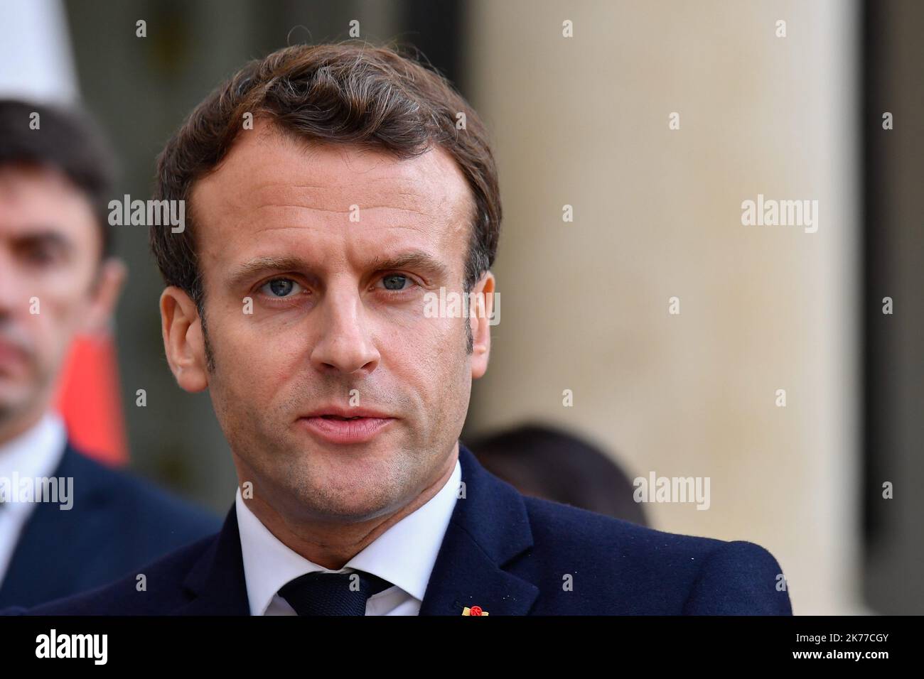 Le Président de la République française, Emmanuel Macron, a reçu la délégation des scientifiques de l'IPBES (plate-forme intergouvernementale sur la biodiversité et les services écosystémiques) à l'Elysée, à 06 mai 2019 Banque D'Images