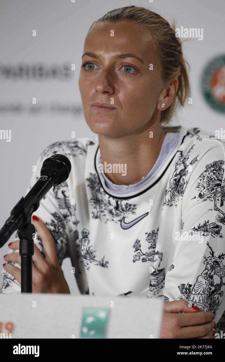 Petra Kvitova, de la République tchèque, répond aux journalistes lors d'une conférence de presse en prévision de l'Open de France 2019 à Roland Garros. Paris, France. 24.05.2019 Banque D'Images