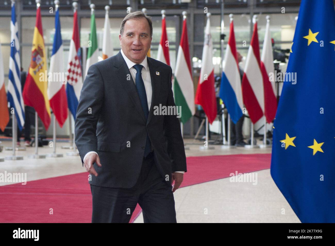 Le Premier ministre suédois Stefan Lofven arrive au sommet européen le 20 juin 2019. Banque D'Images