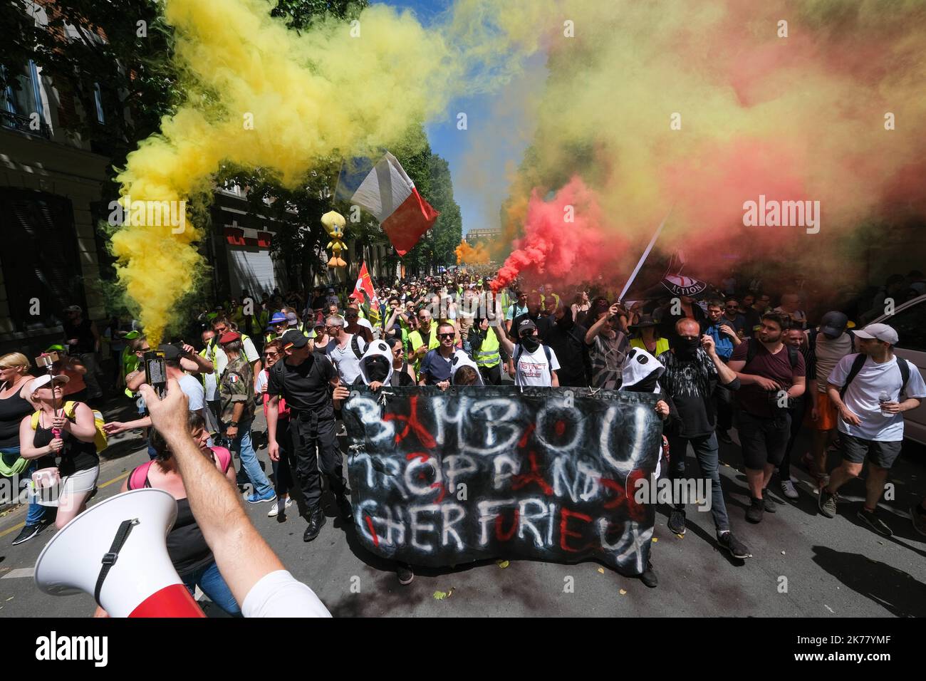 Manifestation de la veste jaune à Roubaix, France Banque D'Images