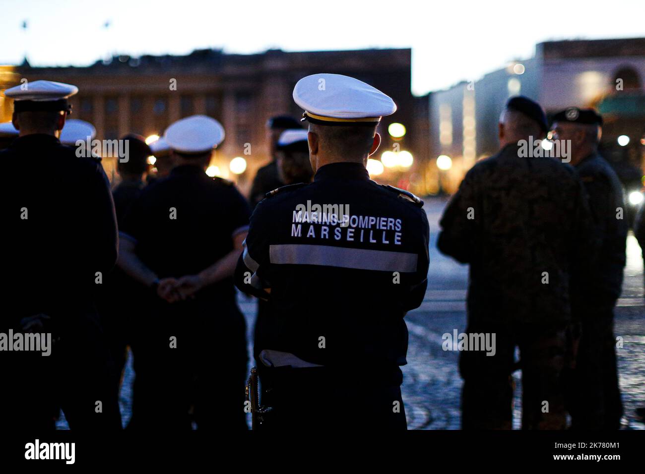 ©Sébastien Muylaert/MAXPPP - un marin pompier de Marseille lors des répétitions du fichier militaire du 14 juillet 2019 sur les champs Elysées. Paris 09.07.2019 - Paris, France, 14th 2019 juillet - soldats français en formation pour le défilé de la fête nationale - le 14 juillet 14th 2019 Banque D'Images