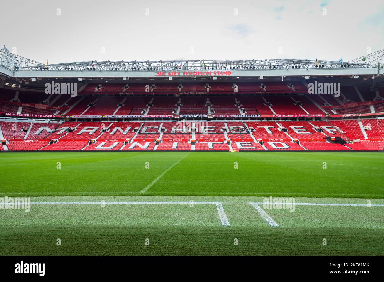 Alex Ferguson Stand au stade Old Trafford de Manchester United Banque D'Images Alex Ferguson Stand au stade Old Trafford de Manchester United Banque D'Images
