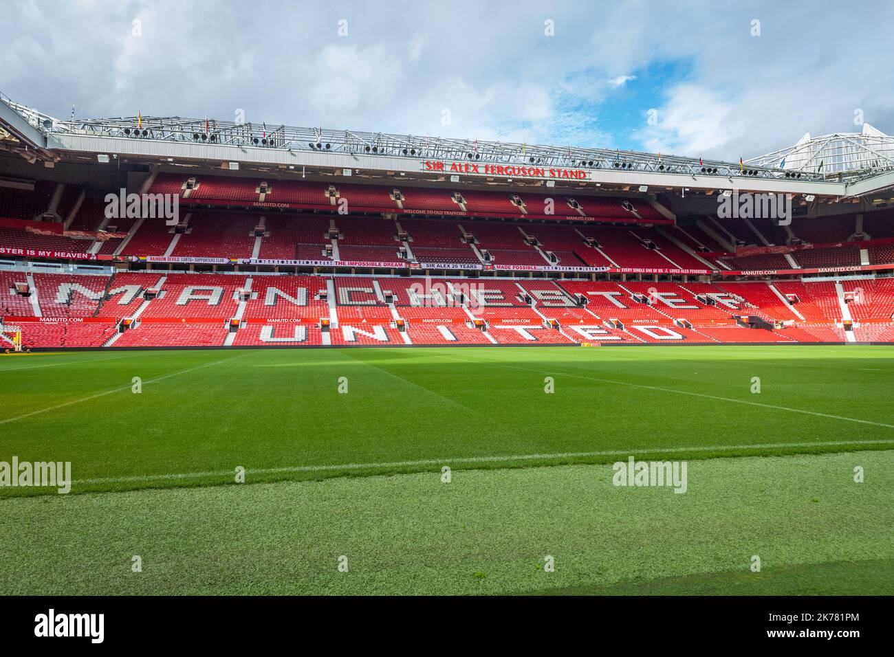 Alex Ferguson Stand au stade Old Trafford de Manchester United Banque D'Images Alex Ferguson Stand au stade Old Trafford de Manchester United Banque D'Images