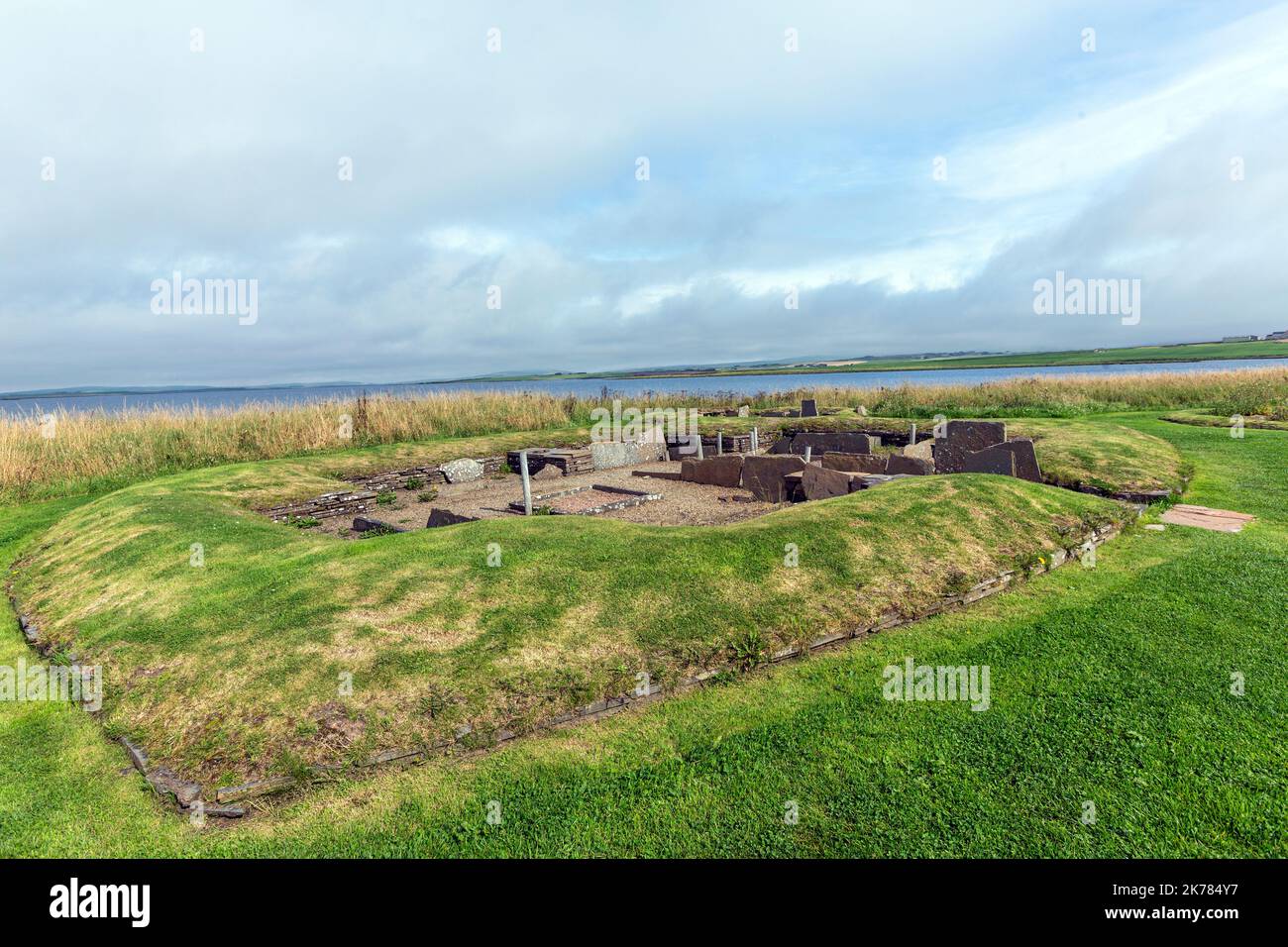 Neolithic Barnhouse Settlement , Loch of Harray, Orkney Mainland, Écosse, Royaume-Uni Banque D'Images