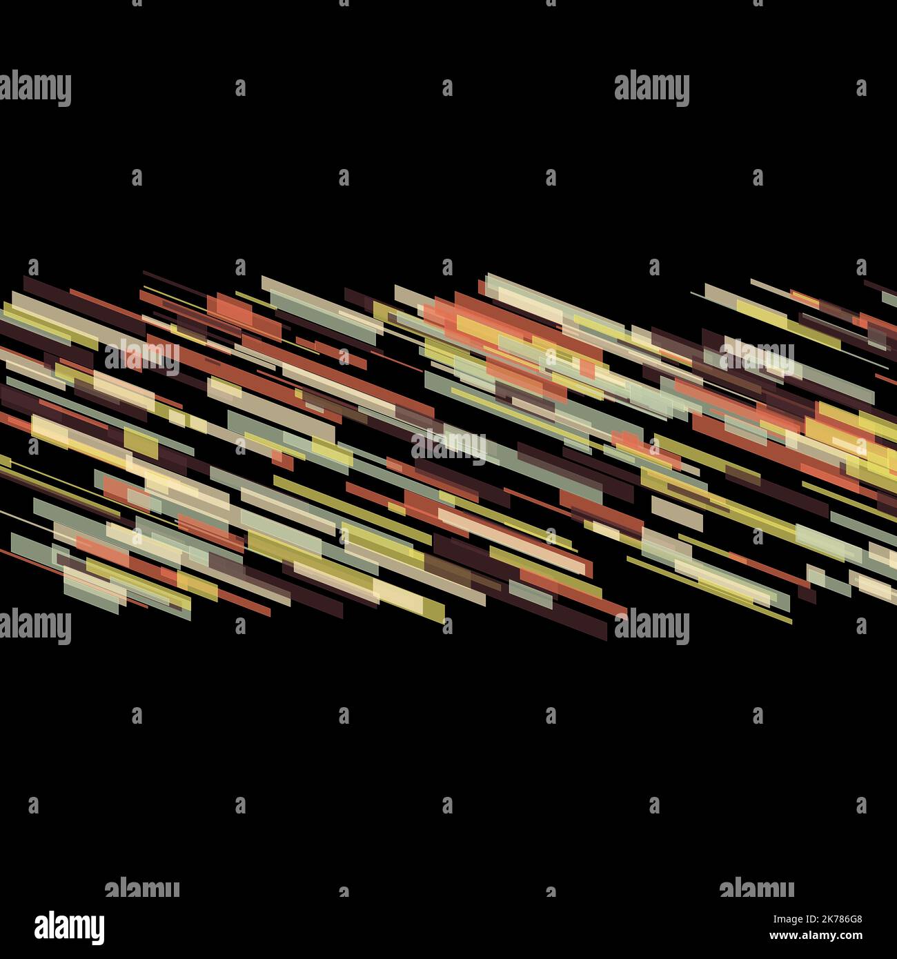 Ligne de vitesse géométrique abstraite formes et grille de torches multicolores sur fond noir isolé dans les pistes lumineuses centrales Banque D'Images