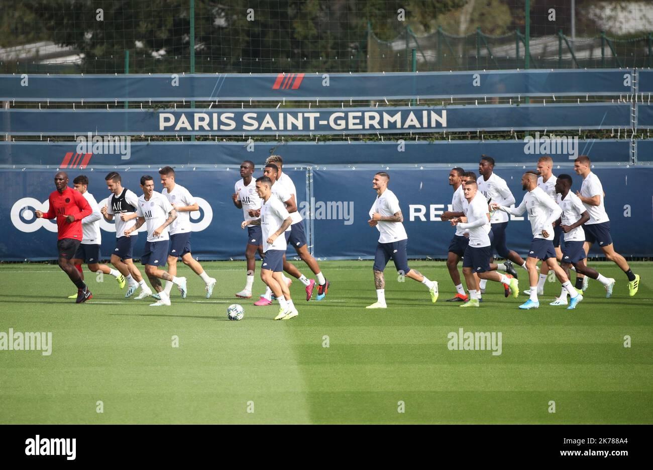 17/09/2019 football / Paris à l'entraînement avant son match de ligue de champions contre -Real-Madrid Banque D'Images