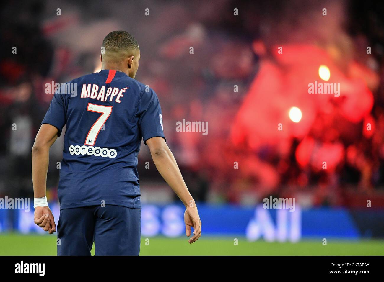 Olympique Marseille Kylian Mbappe pendant le 11th jour de la Ligue 1 Conforama, entre Paris Saint Germain (PSG) et Olympique Marseille (OM), 27 octobre 2019 Banque D'Images
