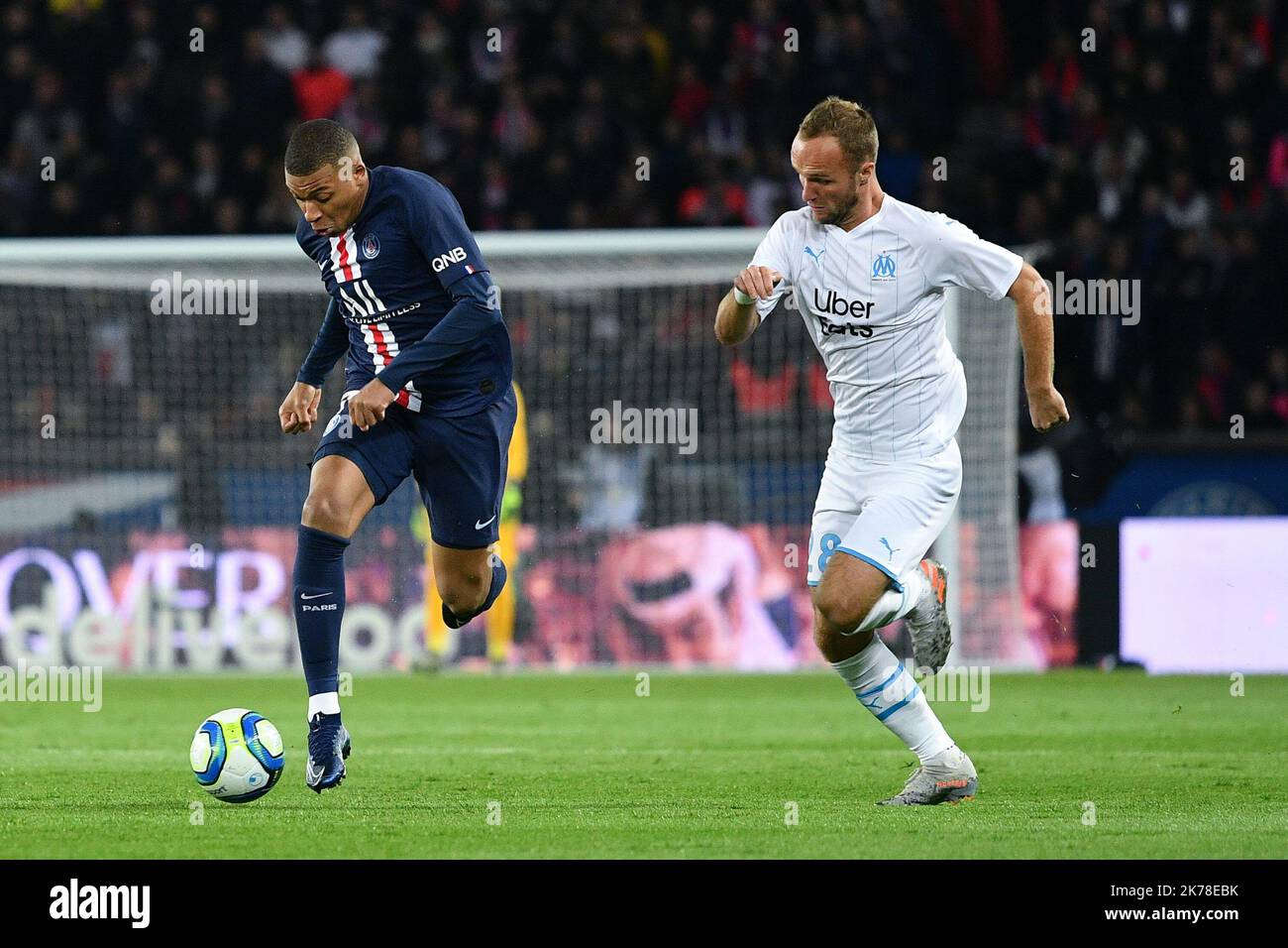 Olympique Marseille Kylian Mbappe pendant le 11th jour de la Ligue 1 Conforama, entre Paris Saint Germain (PSG) et Olympique Marseille (OM), 27 octobre 2019 Banque D'Images