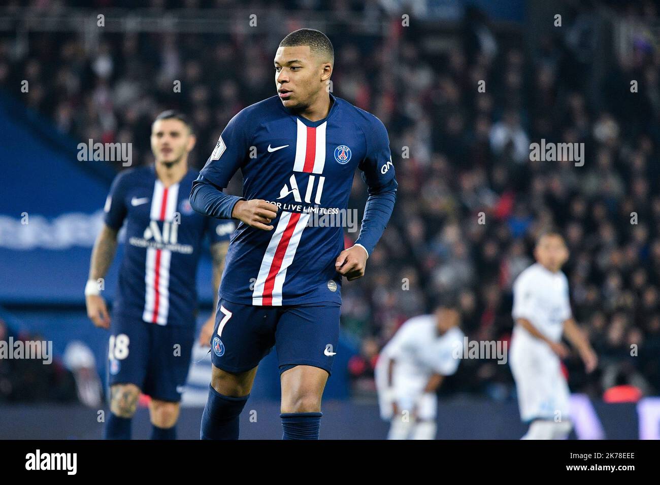 Olympique Marseille Kylian Mbappe pendant le 11th jour de la Ligue 1 Conforama, entre Paris Saint Germain (PSG) et Olympique Marseille (OM), 27 octobre 2019 Banque D'Images