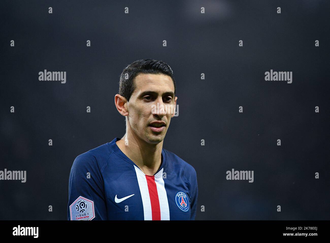 Olympique Marseille Angel Di Maria pendant le 11th jour de la Ligue 1 Conforama, entre Paris Saint Germain (PSG) et Olympique Marseille (OM), 27 octobre 2019 Banque D'Images