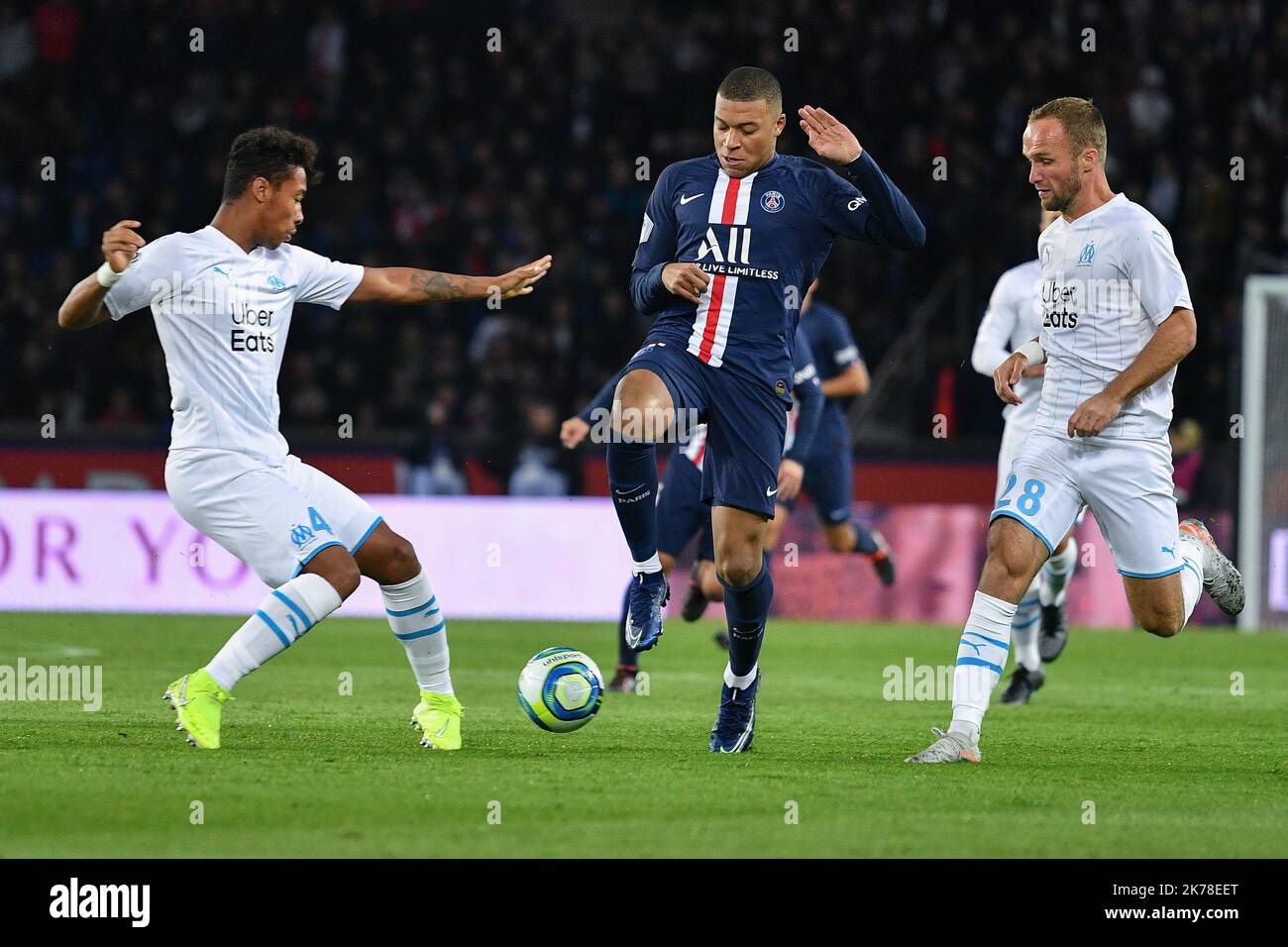 Olympique Marseille Kylian Mbappe pendant le 11th jour de la Ligue 1 Conforama, entre Paris Saint Germain (PSG) et Olympique Marseille (OM), 27 octobre 2019 Banque D'Images