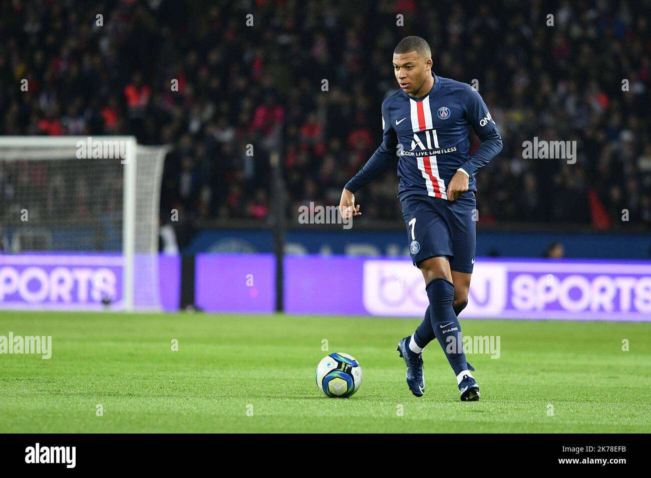 Olympique Marseille Kylian Mbappe pendant le 11th jour de la Ligue 1 Conforama, entre Paris Saint Germain (PSG) et Olympique Marseille (OM), 27 octobre 2019 Banque D'Images