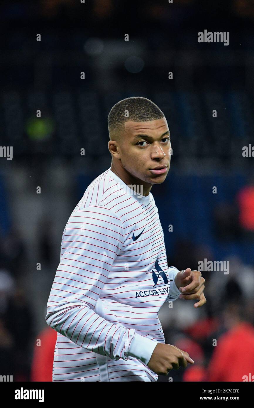 Olympique Marseille Kylian Mbappe pendant le 11th jour de la Ligue 1 Conforama, entre Paris Saint Germain (PSG) et Olympique Marseille (OM), 27 octobre 2019 Banque D'Images