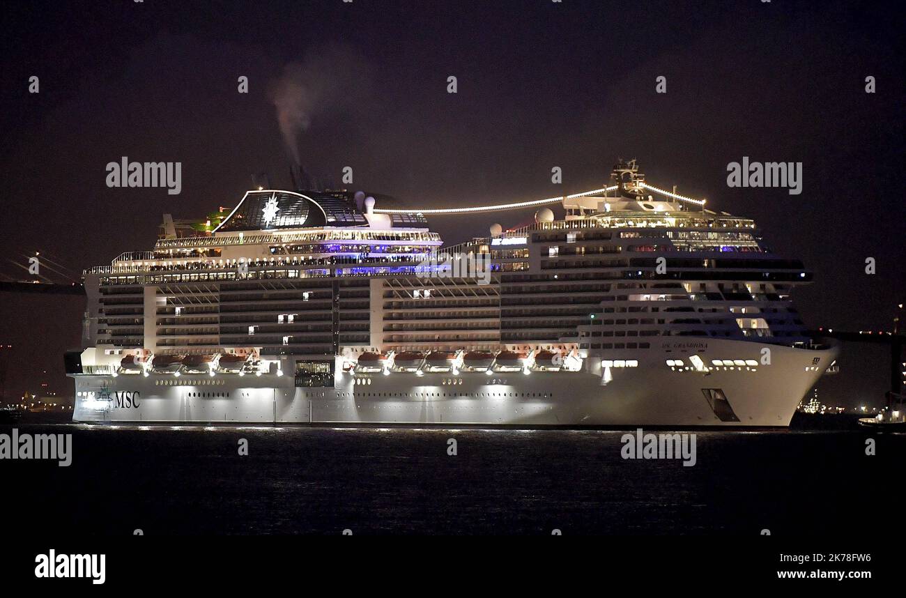 Départ du MSC Grandiosa des chantiers maritimes de l'Atlantique de Saint Nazaire octobre 31 2019 Banque D'Images