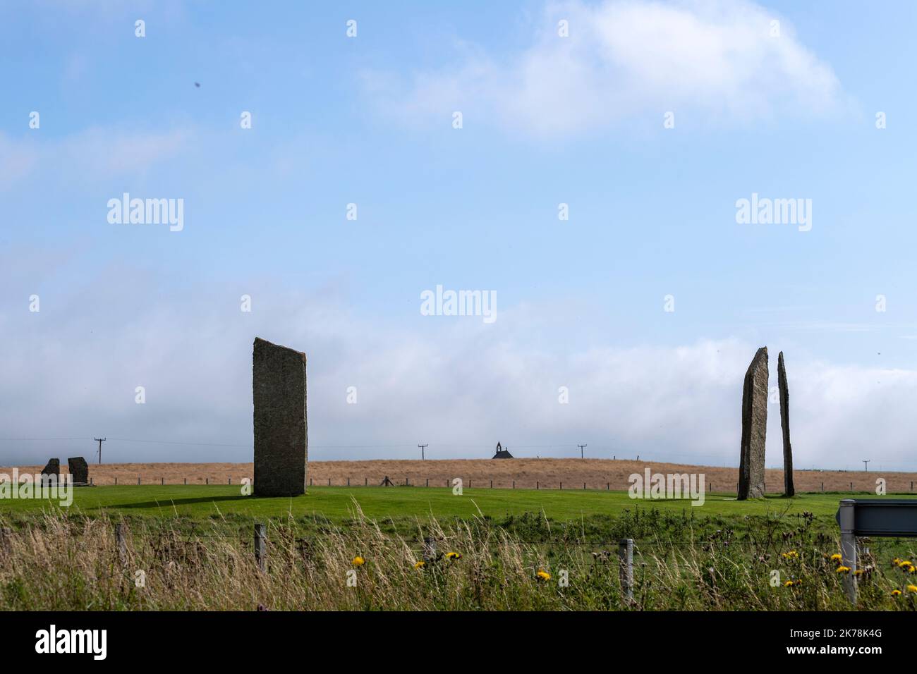Pierres de Stenness, monument néolithique , pierres debout, continent d'Orcades, Ecosse, ROYAUME-UNI Banque D'Images