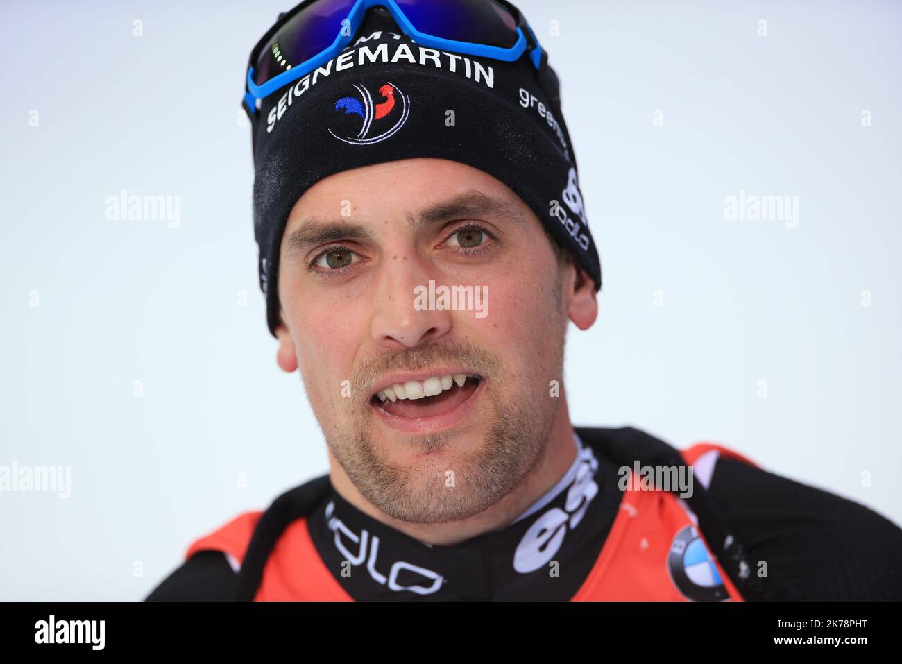 Simon Desthieux (FRA) lors de la coupe du monde de biathlon IBU 2019 Hochfilzen le vendredi 13 décembre 2019. Banque D'Images