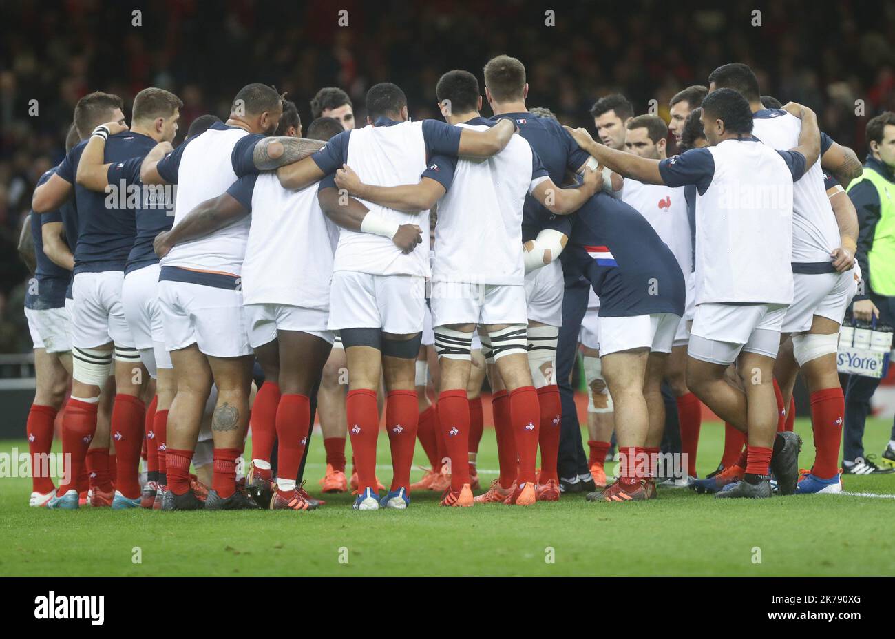 Team France pendant la Guinness six Nations 2020, match de rugby entre le pays de Galles et la France sur 22 février 2020 au stade de la Principauté à Cardiff, pays de Galles - photo Laurent Lairys / MAXPPP Banque D'Images