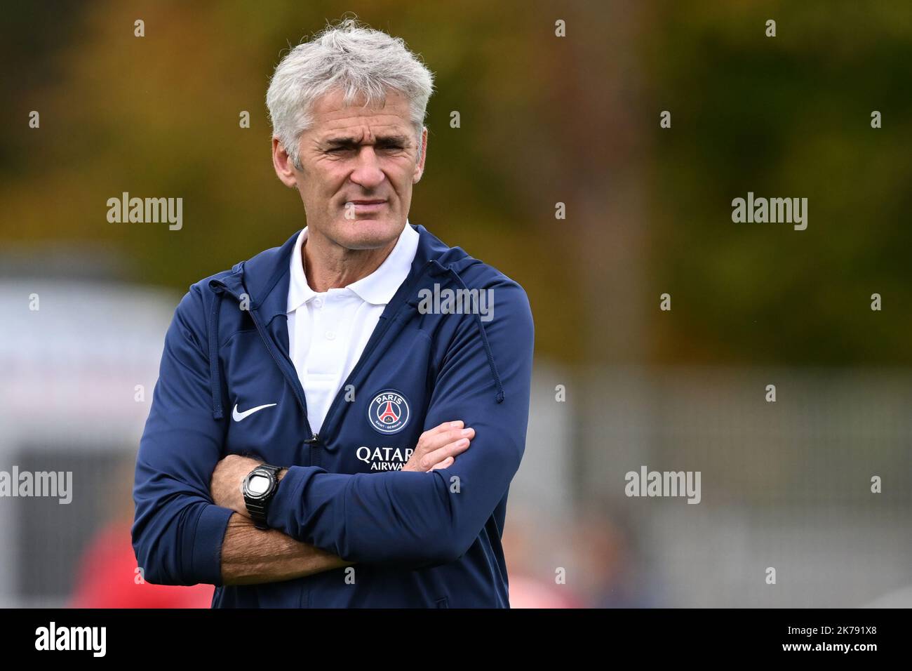 PARIS - Paris Saint Germain entraîneure féminine Gerard Precheur lors du match de la Division française 1 entre Paris Saint-Germain et Dijon FCO au Stade Georges Lefevre à Paris sur 15 octobre 2022 à Paris, France. ANP | hauteur néerlandaise | Gerrit van Keulen Banque D'Images