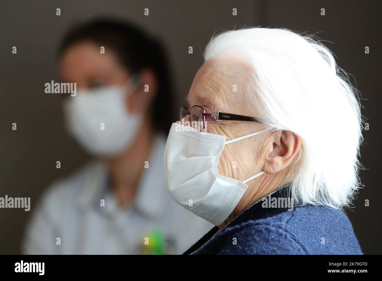 Béthune, France, 29 avril 2020. Service de gériatrie dans un hôpital pendant l'épidémie de Covid 19. Banque D'Images