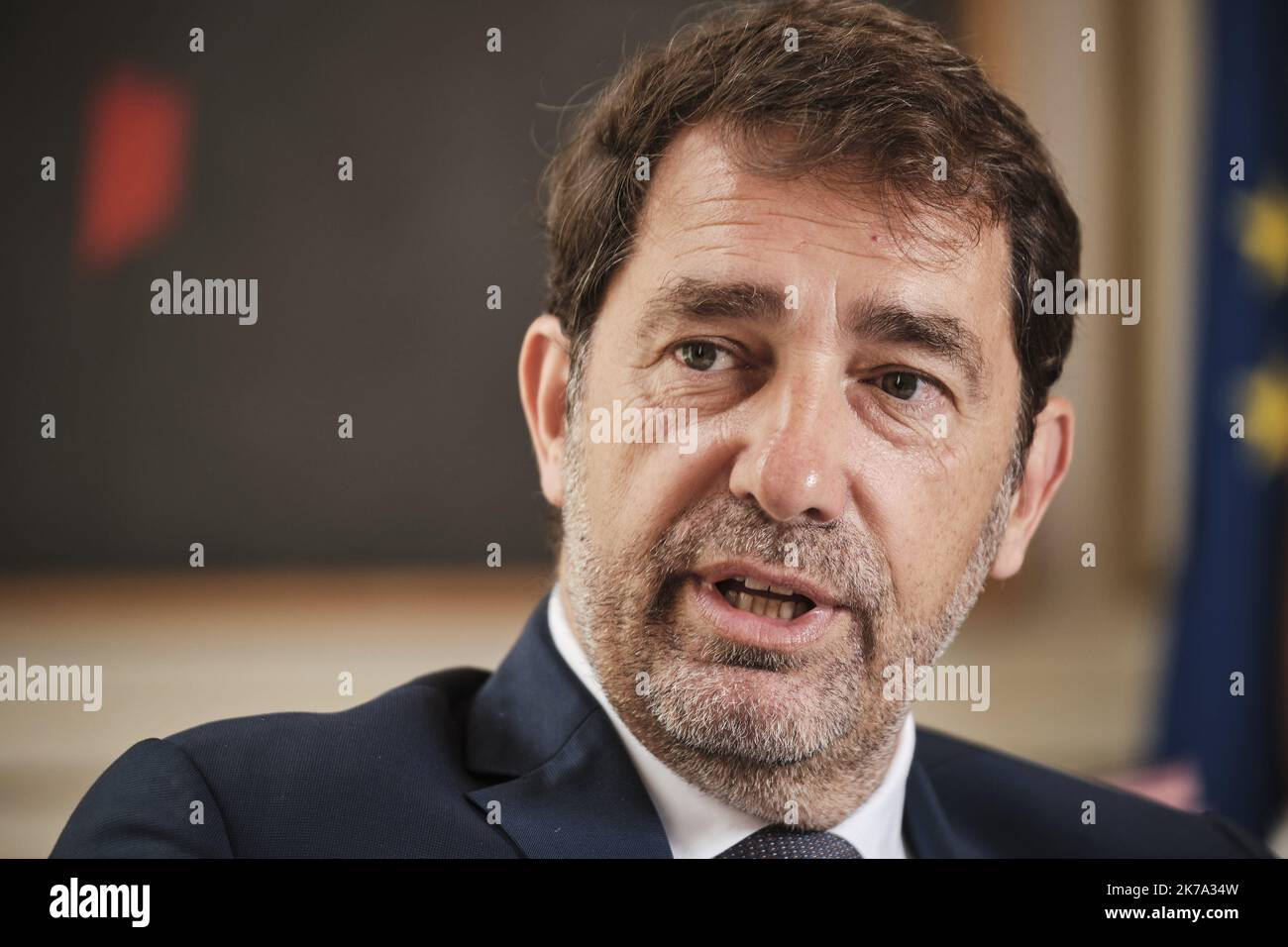 Paris, France, juin 20th 2020 - le ministre français Interio, Christophe Castaner. La police a manifesté en France contre ses déclarations à la suite des mouvements de violence policière Banque D'Images