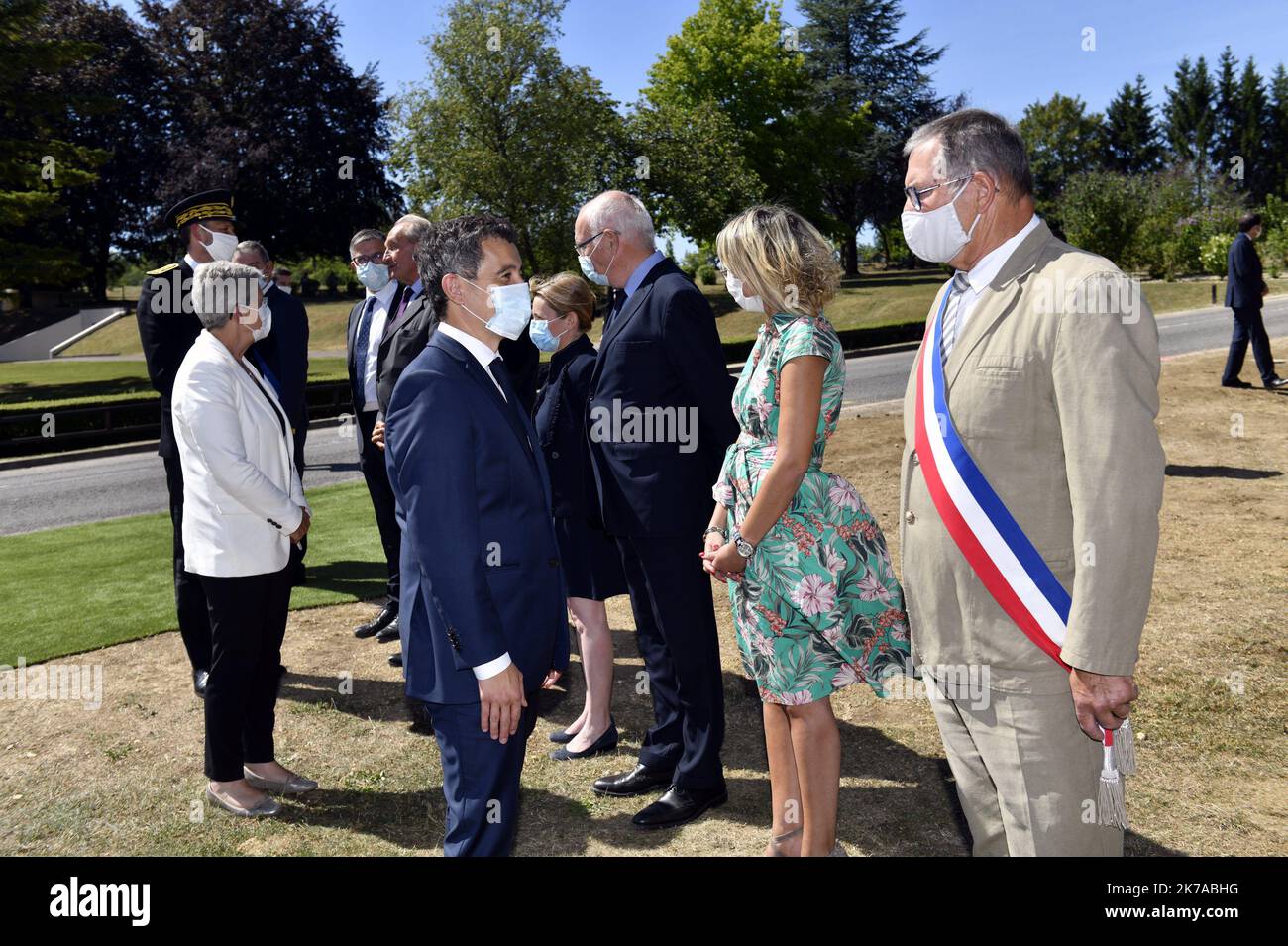 ©PHOTOPQR/L'EST REPUBLICAIN/ALEXANDRE MARCHI ; VERDUN ; 29/07/2020 ; POLITIQUE - HOMMAGE AUX COMBATTANS MUSULMANS - CULTE MUSULMAN - FRANCAIS MORTS POUR LA FRANCE - PREMIERE GUERRE MONDIALE - GRANDE GUERRE - 14 - 18 - 1914 - 1918 - MINISTRE. Fleury-devant-Douaumont (Meuse) 29 juillet 2020. Placement de Gérald DARMANIN, ministre de l’intérieur, et de Geneviève DARRIEUSSECQ, ministre délégué à la minister des armes, chargée de la mémoire et des anciens combattants, à Douapour rendre hommage aux Combattants Musumont pour la première guerre de la France. PHO Banque D'Images