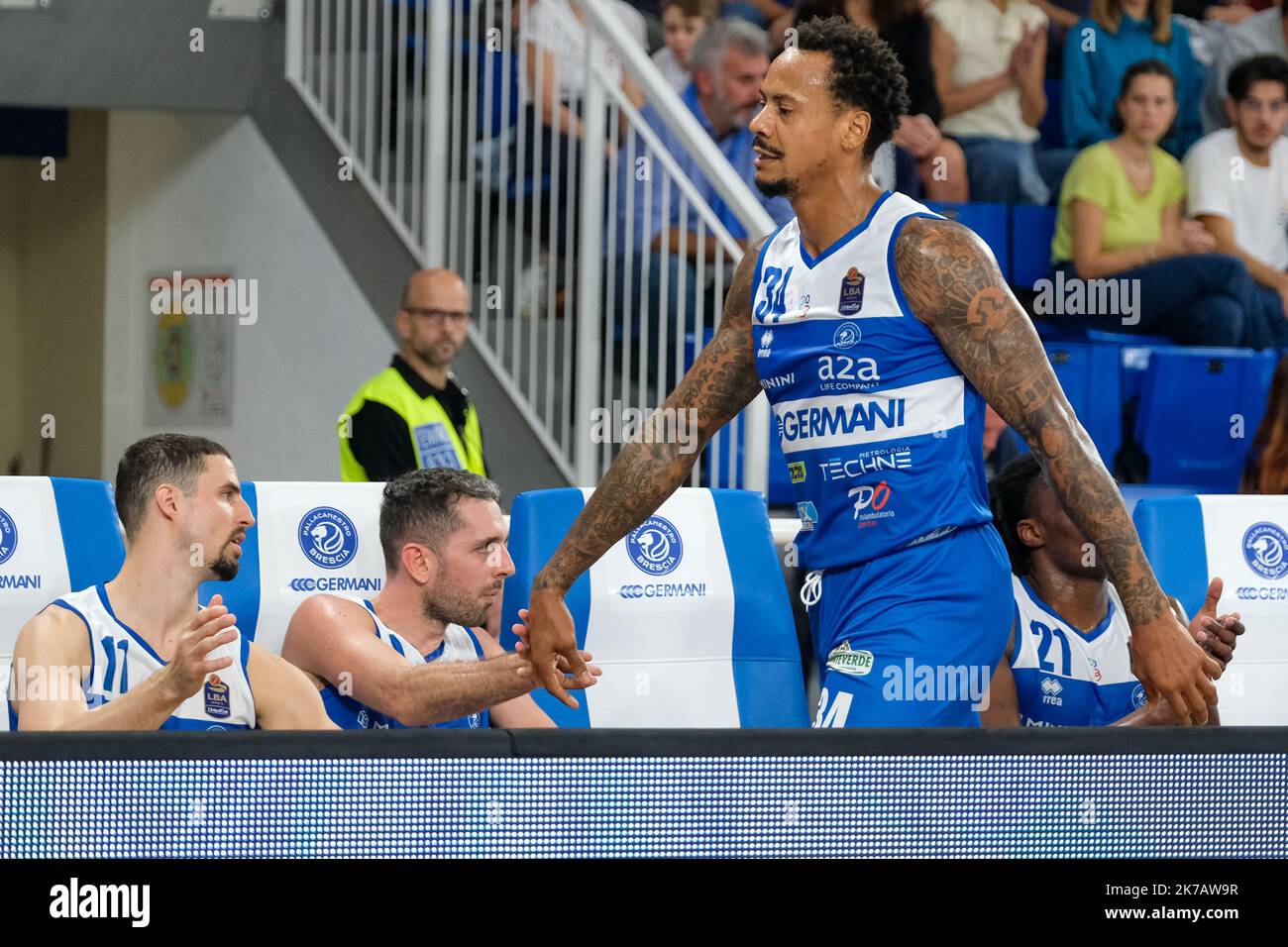 Brixia, Italie. 16th octobre 2022. Championnat italien de basket-ball A1, match entre Germani basket Brescia et Givova Scafati. Banque D'Images