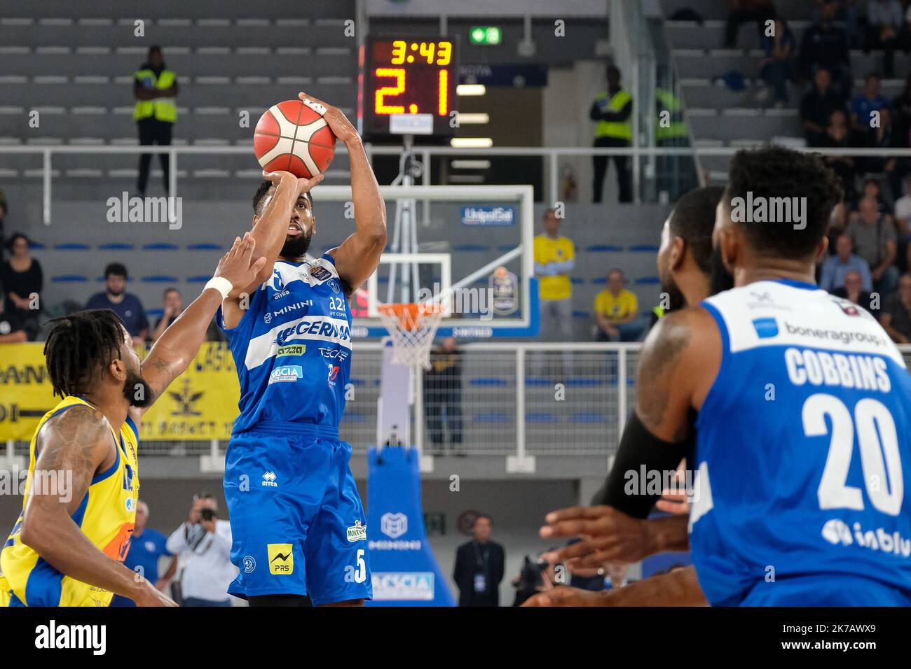 Brixia, Italie. 16th octobre 2022. Championnat italien de basket-ball A1, match entre Germani basket Brescia et Givova Scafati. Banque D'Images