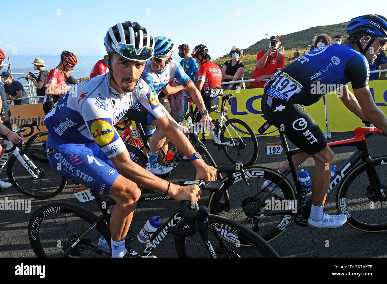 ©PHOTOPQR/LE PROGRES/Philippe TRIAS - 13/09/2020 - Tour de France, Ain, 14 septembre 2020. -15ème étape du tour de France Lyon Grand Colombier. Julian Alaphippe termine à 37 minutes de Vainqueur et la 127e place. - 2020/09. Étape Tour de France. Banque D'Images