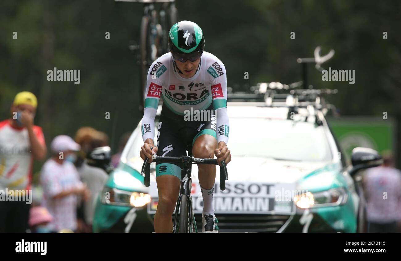 ©Laurent Lairys/MAXPPP - Emanuel Buchmann de Bora - Hansgrohe pendant le Tour de France 2020, course cycliste 20, temps de procès, Lure - la Planche des belles filles (36,2 km) sur 19 septembre 2020 à Plancher-les-Mines, France - photo Laurent Lairys / MAXPPP Banque D'Images