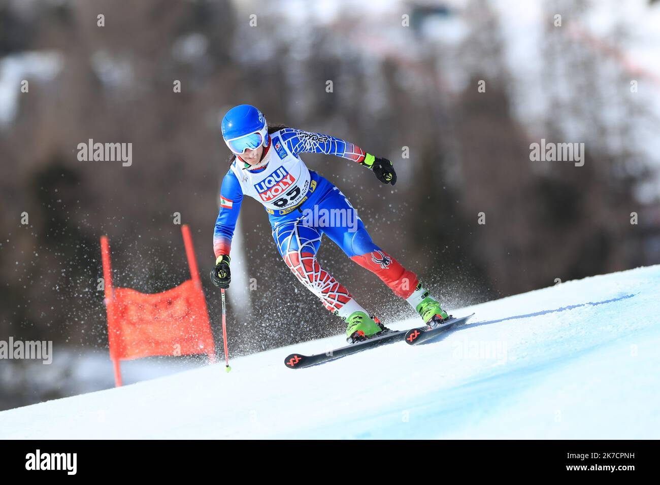 ©Pierre Teyssot/MAXPPP ; FIS Alpine World ski Championships 2021 Cortina . Cortina d'Ampezzo, Italie sur 18 février 2021. Slalom géant féminin, © Pierre Teyssot / Maxppp Banque D'Images