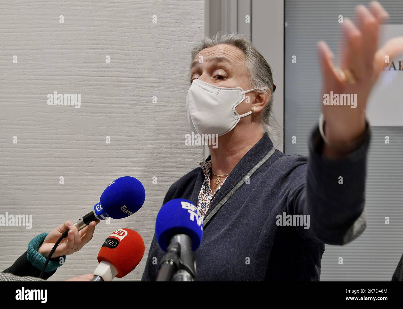 ©PHOTOPQR/OUEST FRANCE/Vincent MOUCHEL ; PARIS ; 29/03/2021 ; Irène Frachon pneumologue brestoise au tribunal coorectuel de Paris pour le déjà vu du procès du Médiateur ressempe de la salle d'audience - i Paris 29 mars 2021 le procès du scandale de santé du Médiateur Banque D'Images