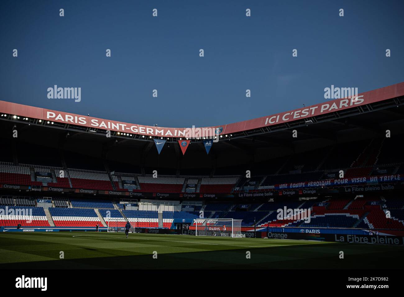 Aurélien Morissard / IP3 ; ambiance avant le championnat de France Ligue 1, match de football entre Paris Saint Germain (PSG) et Saint-Etienne sur 18 avril 2021 au stade du Parc des Princes à Paris, France. Banque D'Images