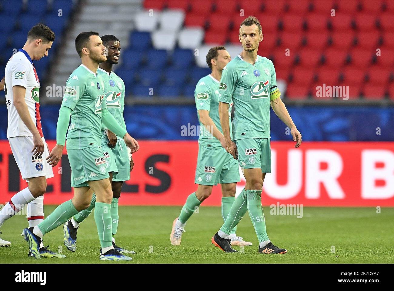 ©PHOTOPQR/OUEST FRANCE/Jérôme Fouquet ; PARIS ; 21/04/2021 ; football. 1/4 de finale de la coupe de France. PSG Paris / SCO Angers. Tromperie d'Angers photo: Jérôme Fouquet/Ouest-France. - Coupe de France quart de finale match entre Paris Saint Germain (PSG) et Angers SCO à Paris, France, 21 avril 2021. Banque D'Images