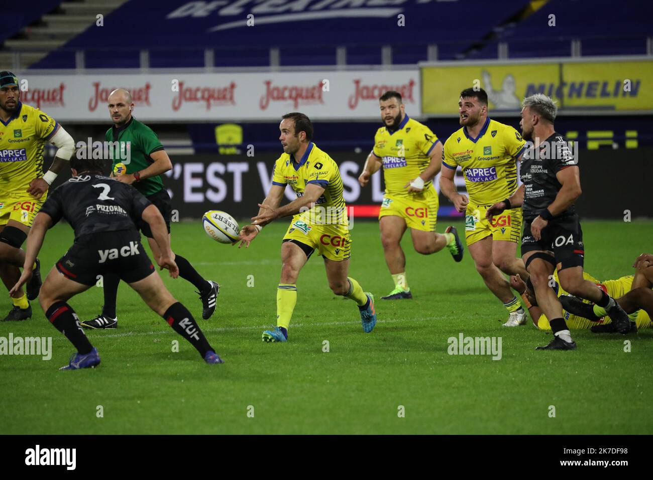 Thierry LARRET / Maxppp. Rugby Top 14 : ASM Clermont Auvergne vs Rugby Club Toulonnais. Stade Marcel Michelin, Clermont-Ferrand (63), le 15 poste 2021. PARRA Morgan (ASM) Banque D'Images