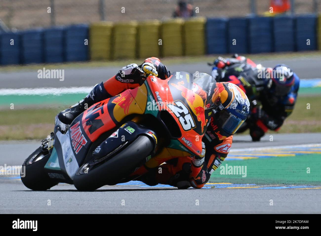 ©PHOTOPQR/OUEST FRANCE/Daniel FOURAY ; ; 16/05/2021 ; Sport . Motocyclisme . Vitesse . Championnat du monde . Grand prix de France moto . Le Mans . Catégorie Moto2. L'espagnol Raul Fernandez vainqueur du grand prix de France Moto2 . 25 . Raul Fernandez . Red Bull KTM Ajo . Kalex . Espagne . Photo Daniel Fouray . - MotoGP le Mans 16 mai 2021 Banque D'Images