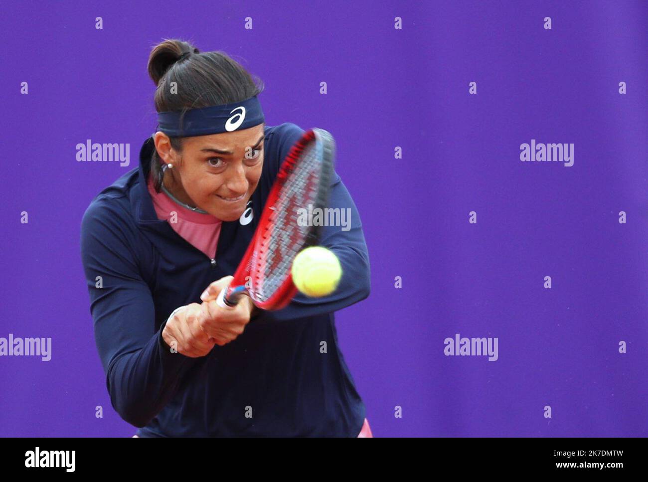 ©PHOTOPQR/l'ALSACE/Jean-Marc LOOS ; Strasbourg ; 26/05/2021 ; Caroline Garcia (FRA) lors des internationaux de tennis féminin 2021, à Strasbourg le 26 mai 2021. Tennis, tournoi international de Strasbourg Banque D'Images