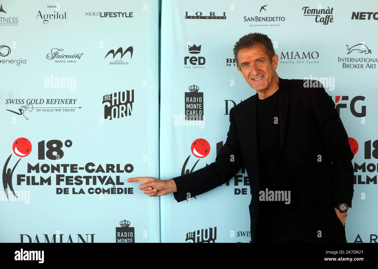 ©PHOTOPQR/NICE MATIN/Jean François Ottonello ; Monaco ; 01/06/2021 ; OTTONELLO JEAN-FRANÇOIS - mardi 1er 2021, hôtel Fairmont à Monaco - Conférence de presse du 18e Festival de la Comédie de Monte-Carlo - Ezio Greggio, président du festival Festival du film Monte-Carlo de la Comédie le 01 juin 2021. Banque D'Images