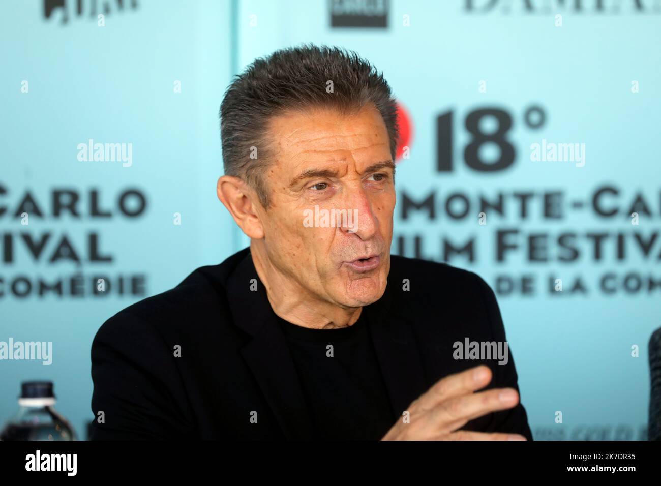 ©PHOTOPQR/NICE MATIN/Jean François Ottonello ; Monaco ; 01/06/2021 ; OTTONELLO JEAN-FRANÇOIS - mardi 1er 2021, hôtel Fairmont à Monaco - Conférence de presse du 18e Festival de la Comédie de Monte-Carlo - Ezio Greggio, président du festival Festival du film Monte-Carlo de la Comédie le 01 juin 2021. Banque D'Images