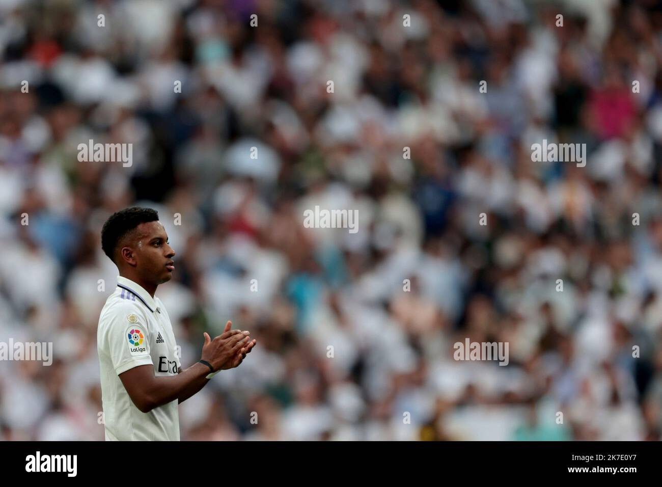 Madrid, espagnol. 16th octobre 2022. Madrid Espagne; 10.16.2022.- Rodrygo. Real Madrid contre Barcelone match de la Ligue espagnole de football le jour de match 9 au stade Santiago Bernabeu dans la capitale du Royaume d'Espagne. Note finale 3-1 buts Real Madrid Karim benzema 12  Federico Valverde 35  et Rodrygo va 90  1 but Barcelona Ferran torres 83  Credit: Juan carlos Rojas/dpa/Alamy Live News Banque D'Images