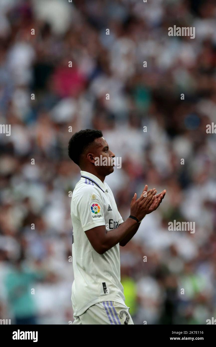 Madrid, espagnol. 16th octobre 2022. Madrid Espagne; 10.16.2022.- Rodrygo. Real Madrid contre Barcelone match de la Ligue espagnole de football le jour de match 9 au stade Santiago Bernabeu dans la capitale du Royaume d'Espagne. Note finale 3-1 buts Real Madrid Karim benzema 12  Federico Valverde 35  et Rodrygo va 90  1 but Barcelona Ferran torres 83  Credit: Juan carlos Rojas/dpa/Alamy Live News Banque D'Images