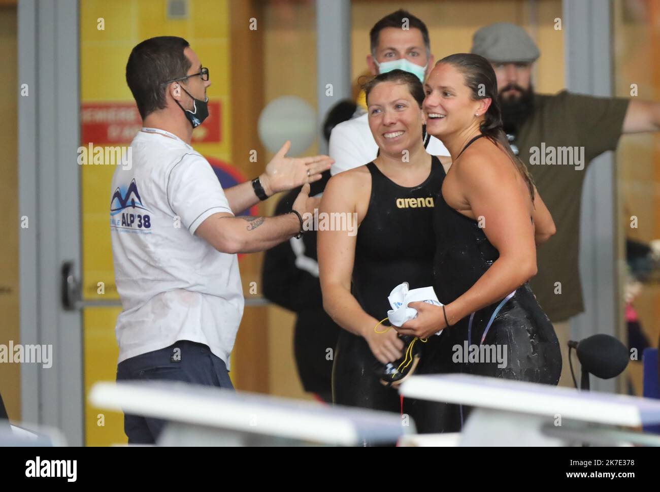 ©PHOTOPQR/LE COURRIER PICARD/HASLIN ; Chartres ; 17/06/2021 ; 17/06/21 Championnats de France de création grand bassin à Chartres Auréane Devaluez (Grenoble) et Fanny Deberghes (Sarcelles) 50m brasse photo Fred HASLIN - 2021/06/17. Championnats de natation français Banque D'Images