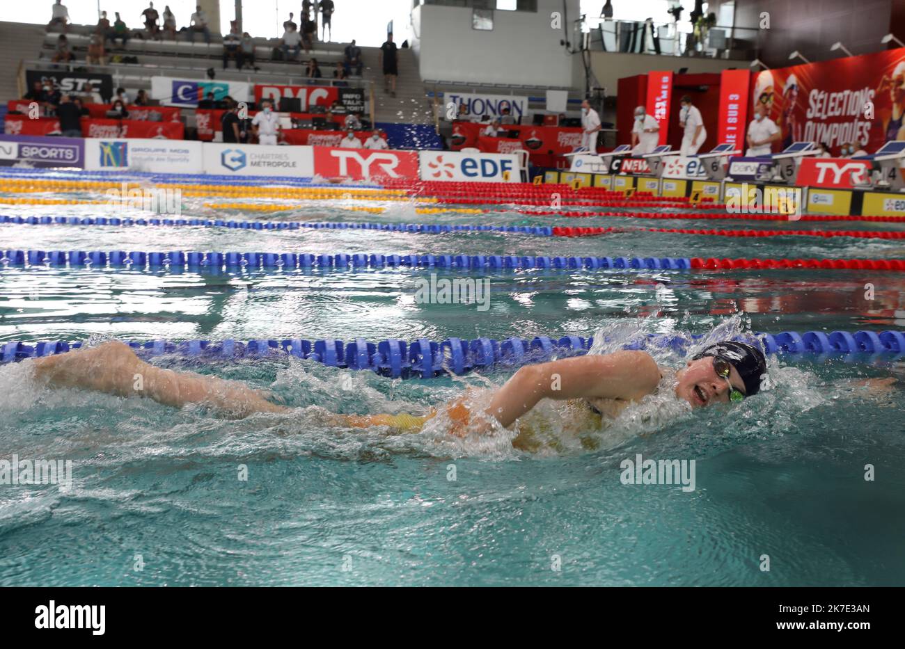 ©PHOTOPQR/LE COURRIER PICARD/HASLIN ; Chartres ; 18/06/2021 ; 18/06/21 Championnats de France de naissance grand bassin à Chartres Elise Dohen (Dunkerque) série 800m nage libre photo Fred HASLIN - 2021/06/18. Championnats de natation français Banque D'Images