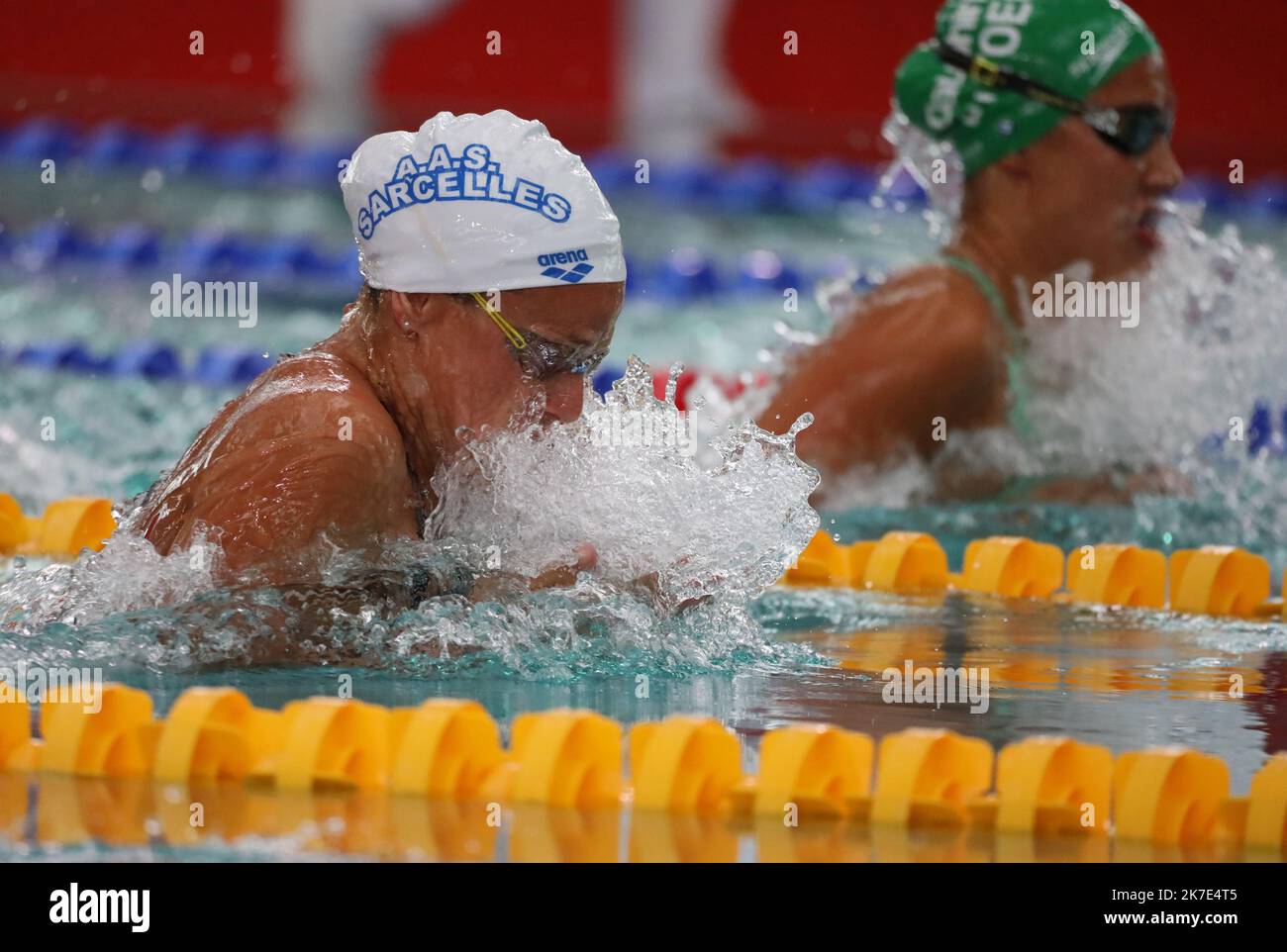 ©PHOTOPQR/LE COURRIER PICARD/HASLIN ; Chartres ; 16/06/2021 ; 16/06/21 Championnat de France de création grand bassin à Chartres Fanny Deberghes (Sarcelles) Championnat de France du 100m brasse photo Fred HASLIN - Championnat de natation français Banque D'Images