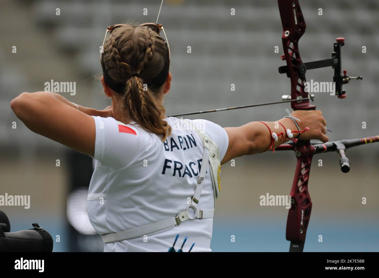 ©PHOTOPQR/LE COURRIER PICARD/HASLIN ; Chartres ; 22/06/2021 ; 22/06/21 coupe du monde de tir à l'Arc à Paris Stade Charlery Lisa BARBELIN photo Fred HASLIN - Paris, France, juin 22nd Championnat du monde de tir à l'arc Banque D'Images