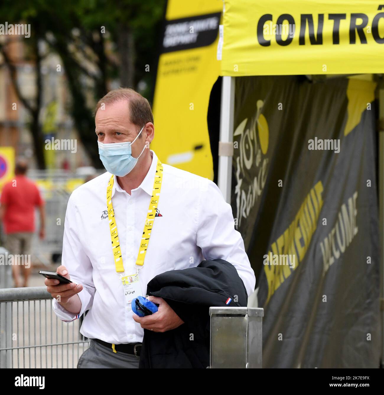 ©PHOTOPQR/LE PROGRES/Catherine AULAZ - Oyonnax 03/07/2021 - départ Tour de France à Oyonnax - 3 juillet 2021 - Tour de France 2021 - 8e Etape Oyonnax (Ain) - Grand-Bornand (haute-Savoie). Christian Prudhomme, le patron du Tour. 2021 Tour de France course cycliste sur 3 juillet 2021 Banque D'Images