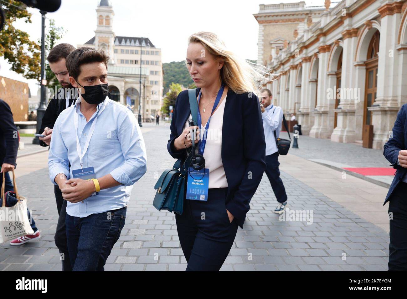 ©PHOTOPQR/LE PARISIEN/Olivier CORSAN ; Budapest ; 23/09/2021 ; Marion Maréchal le Pen au 4e sommet dégraphique de Budapest une déclaration que la France peut faire passer une république islamique. - Sommet démographique de Budapest : Marion Maréchal Banque D'Images