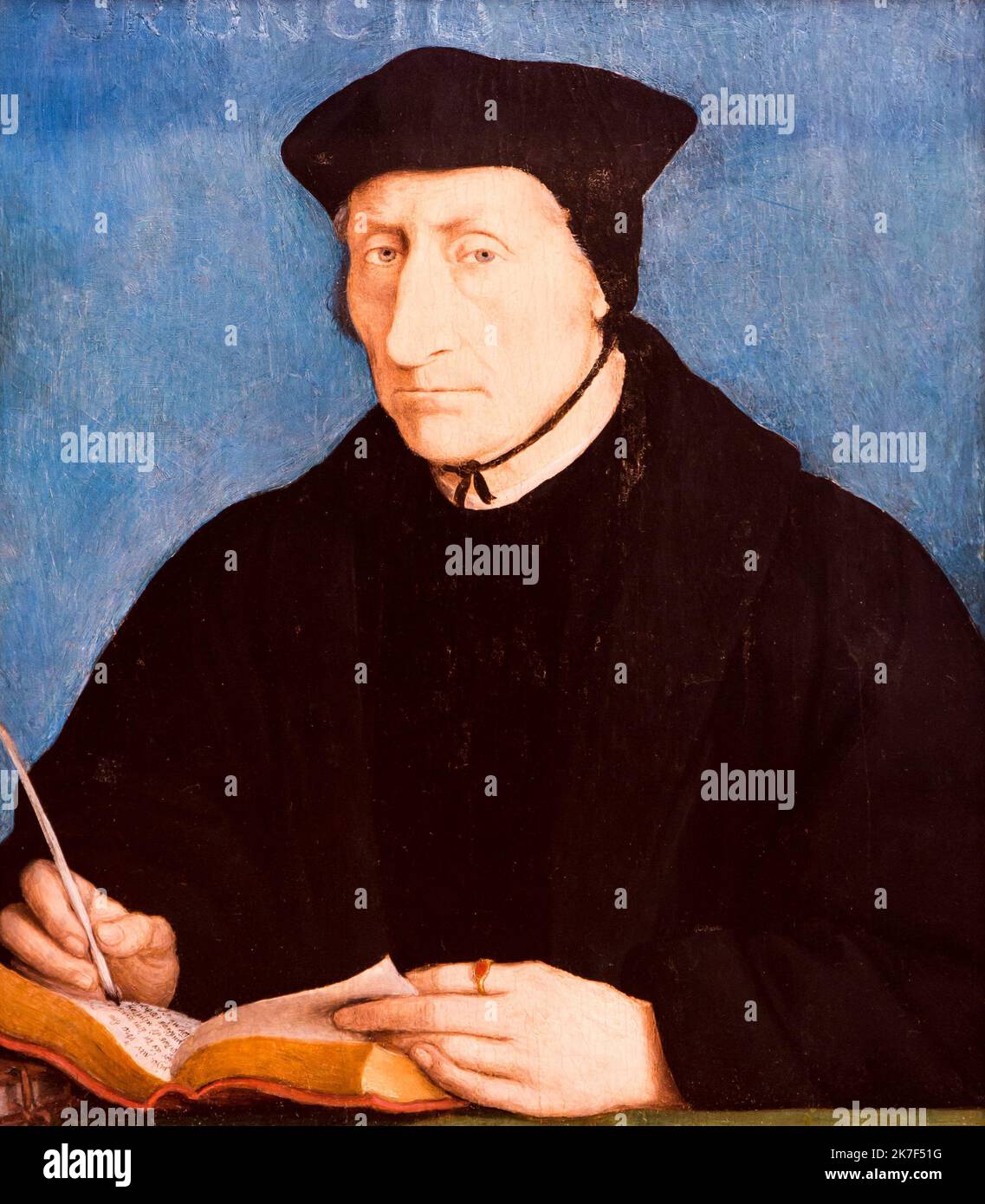 ©Active Museu/MAXPPP - ActiveMuseum 0000649.jpg / Guillaume Bude, 1536 - Jean Clouet 1536 - / Jean Clouet / Musée actif de la peinture / le Pictorium austère ,Feather ,humanisme ,Livre ouvert ,Philosophie ,Portrait ,sérieux ,vertical ,Guillaume Bude ,16th Century ,Jean Clouet ,peinture , Banque D'Images