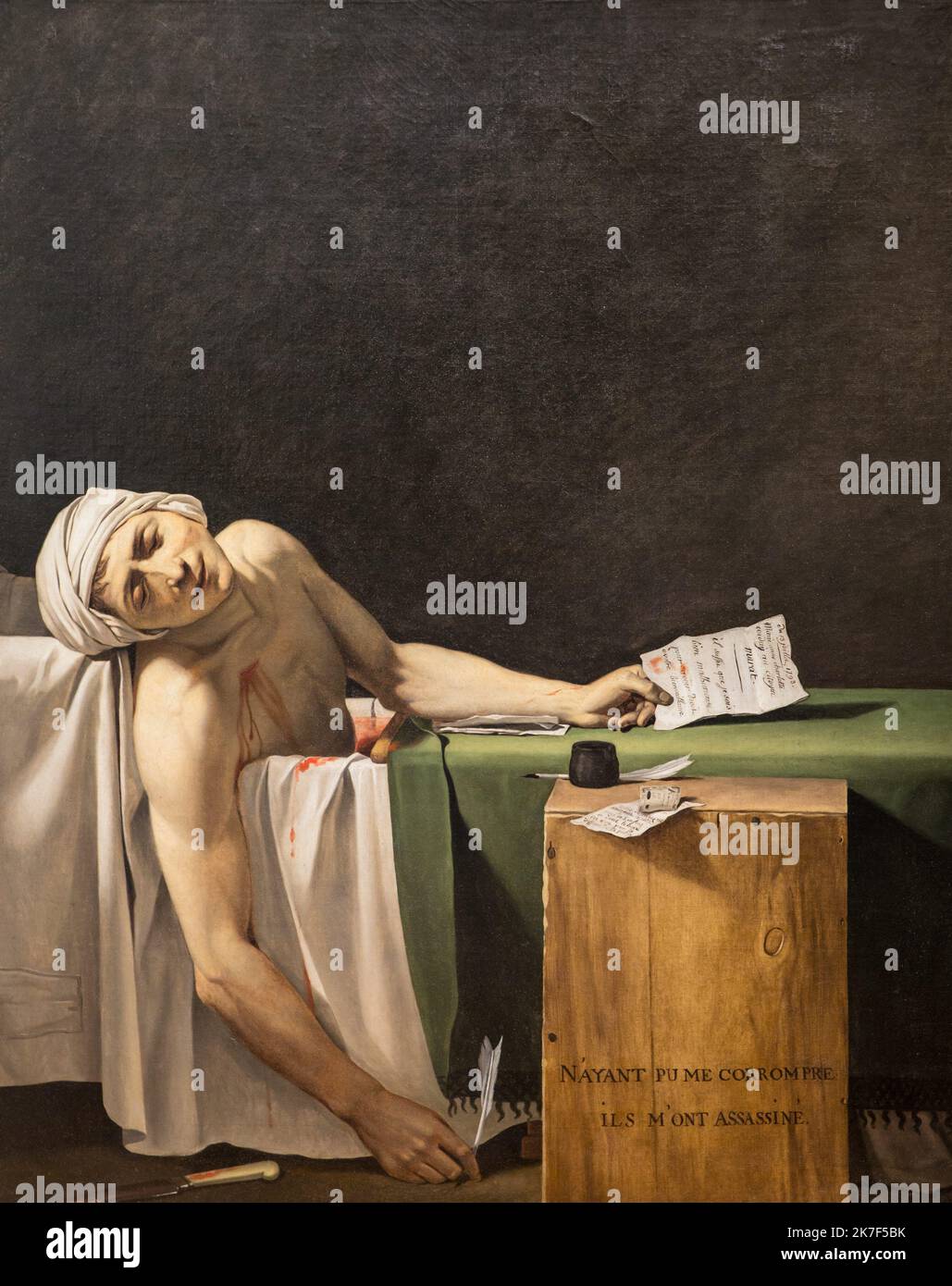David, Jacques Louis – Jean Paul Marat, homme politique et publiciste, mort  dans sa baignoire, assassiné par Charlotte Corday en 1793 Photo Stock -  Alamy