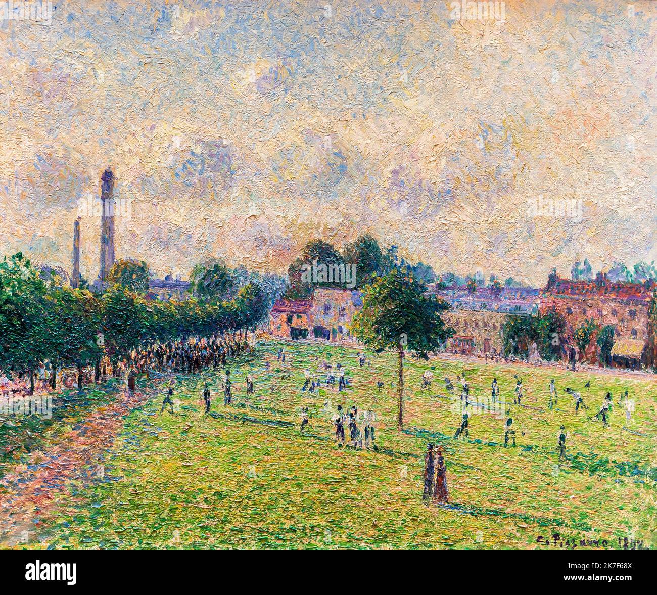 ©Active Museu/MAXPPP - ActiveMuseum 0001363.jpg / Kew Green (Angleterre), 1892 - Camille Pissarro 1892 - / Camille Pissarro / Peinture Active Museum / le Pictorium caractère ,ciel nuageux ,jardin ,horizontal ,Impressionnisme ,Paysage ,Meadow ,Plain ,route ,Royal ,arbre ,Marche ,Angleterre ,Europe ,Kew Green Londres ,Royaume-Uni ,Europe de l'Ouest ,19th siècle ,Camille Pissarro , peinture Banque D'Images