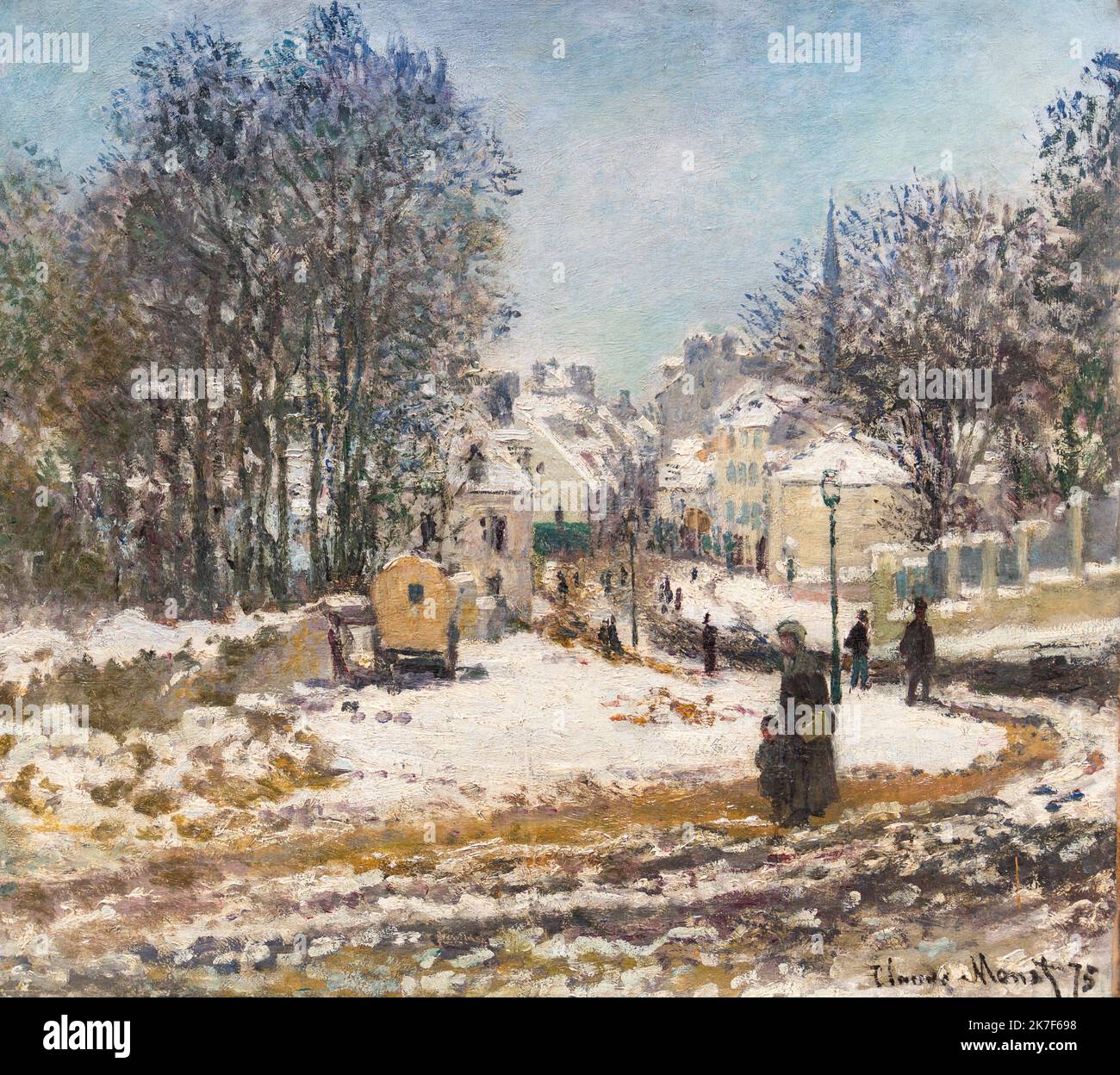 ©Active Museu/MAXPPP - ActiveMuseum_0001368.jpg / l'entrée de la Grande rue a Argenteuil, l'hiver, 1875 - Claude Monet 1875 - / Claude Monet / Musée actif de la peinture / le Pictorium ciel bleu, ville, Clay Road, entrée, horizontale, Maison, Impressionnisme, neige, rue, Streetlight, arbre, site urbain, hiver, Argenteuil, Europe, France, Ile-de-France (région), Val-d'Oise, Europe occidentale, 19th siècle, Claude, peinture, Monet Banque D'Images